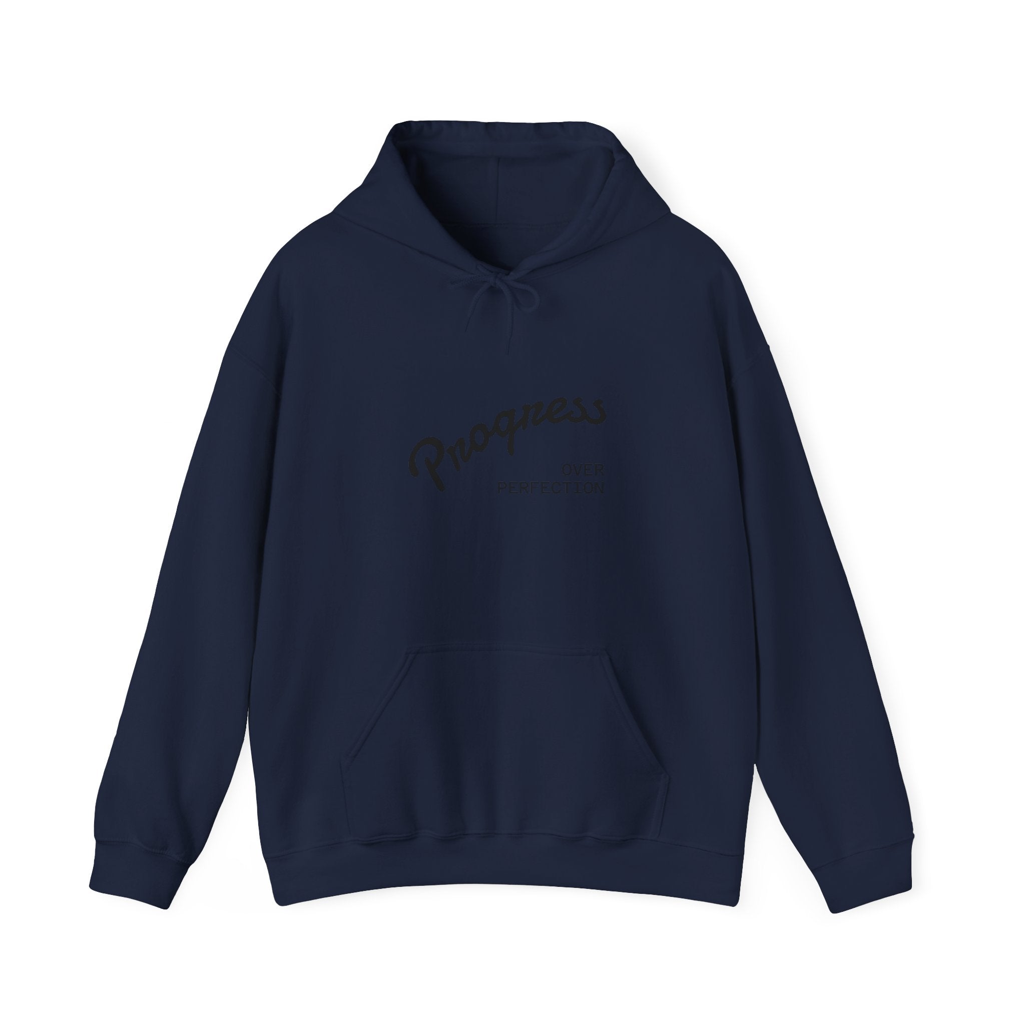 Progress Over Perfection Hoodie — Minimal Motivational Graphic Sweatshirt