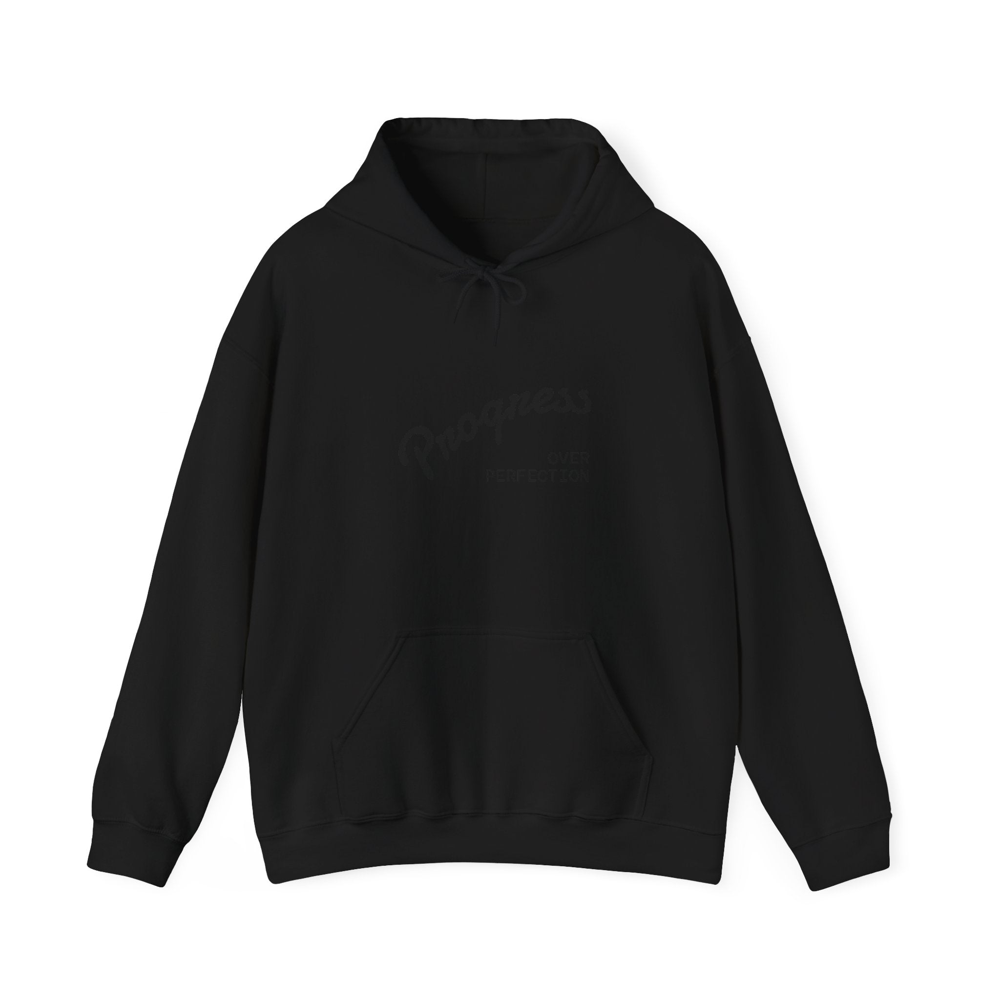 Progress Over Perfection Hoodie — Minimal Motivational Graphic Sweatshirt