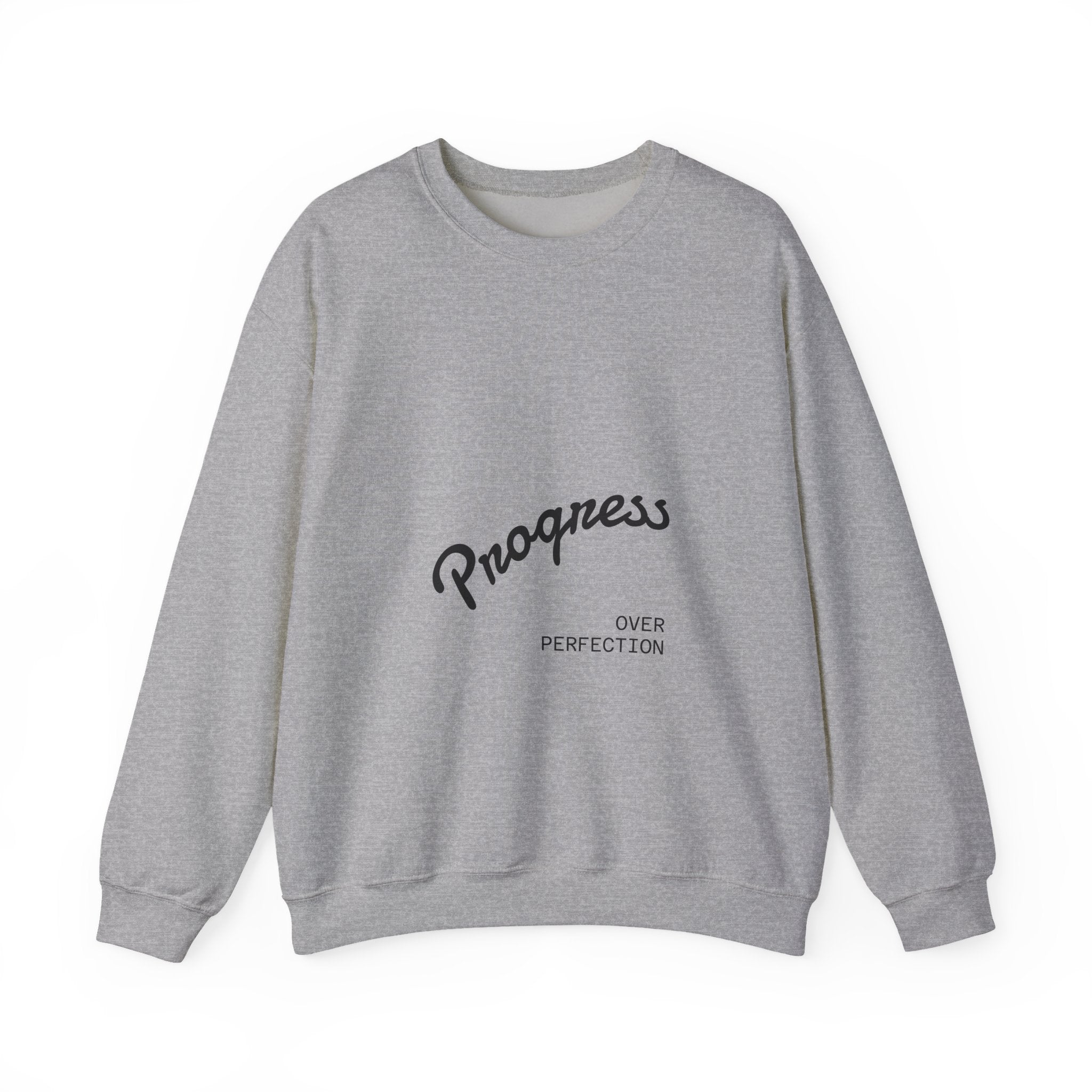 Progress Over Perfection Sweatshirt — Minimal Motivational Crewneck
