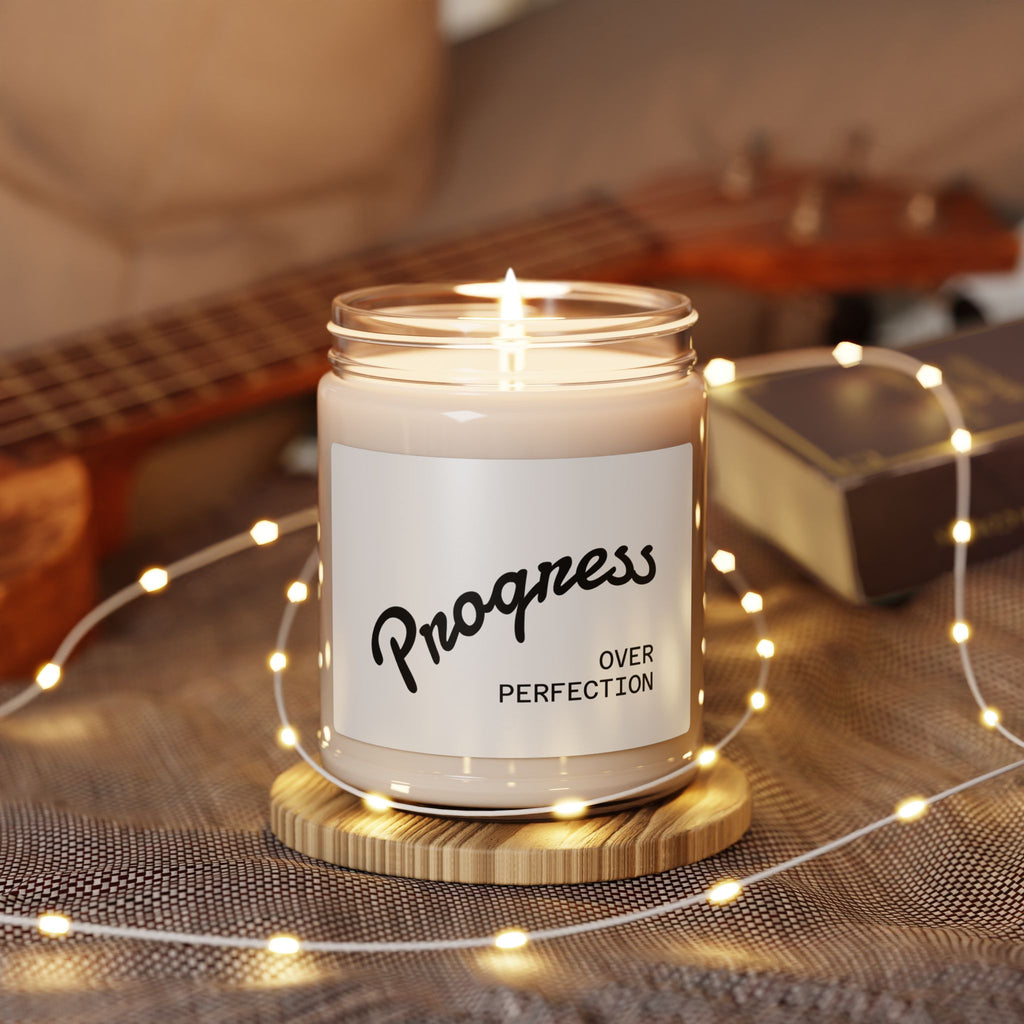 Progress Over Perfection Scented Soy Candle — 9oz Motivational Jar Candle