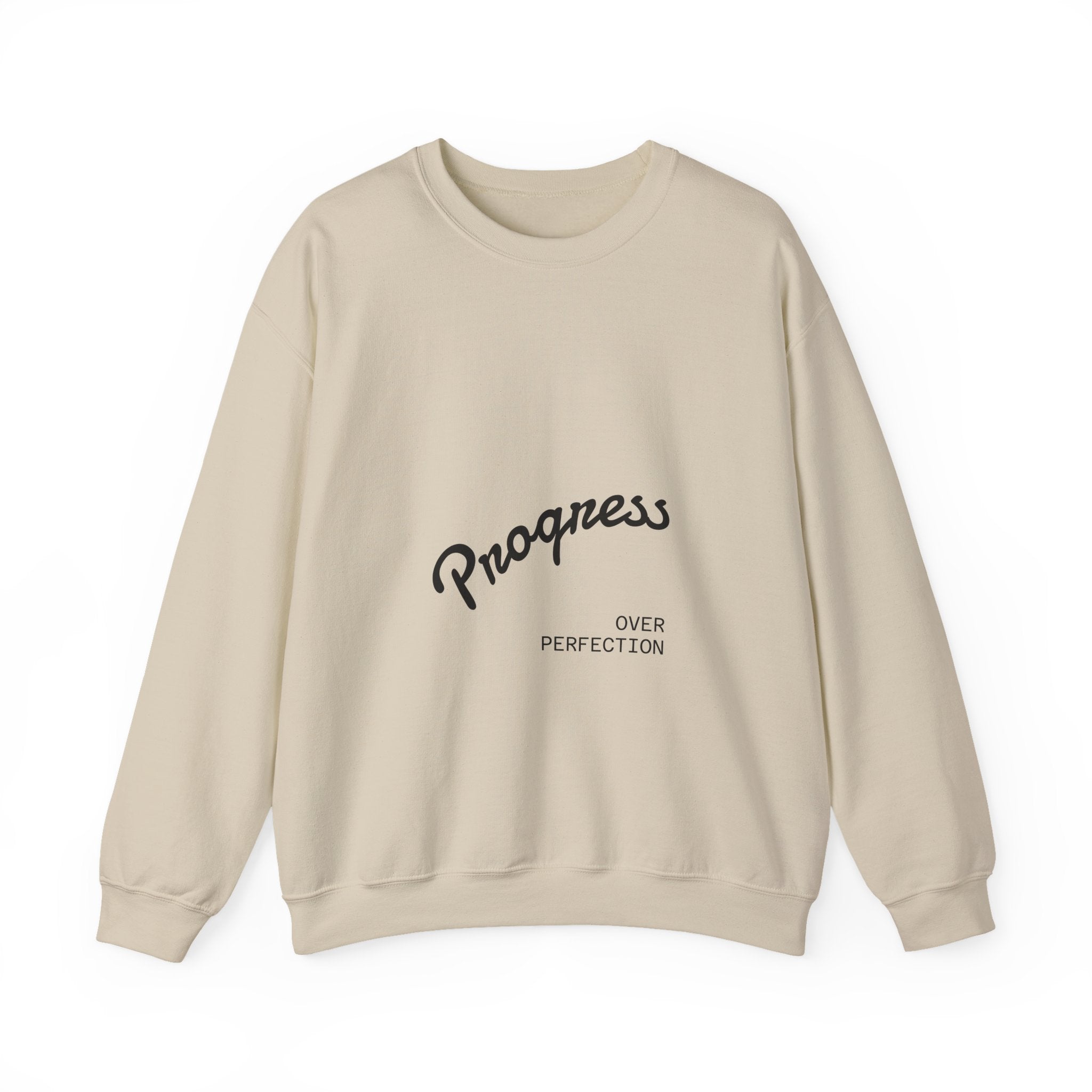 Progress Over Perfection Sweatshirt — Minimal Motivational Crewneck
