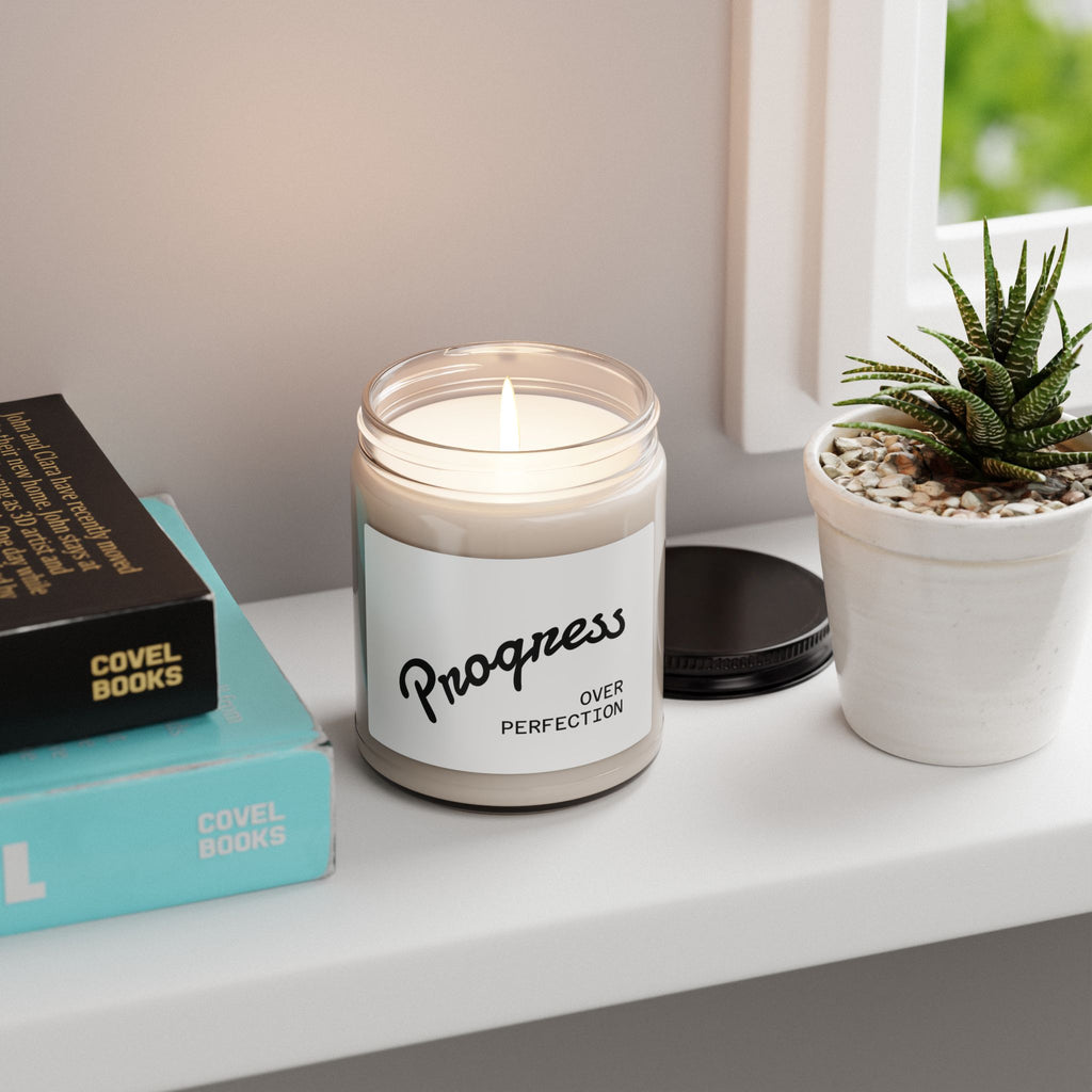 Progress Over Perfection Scented Soy Candle — 9oz Motivational Jar Candle