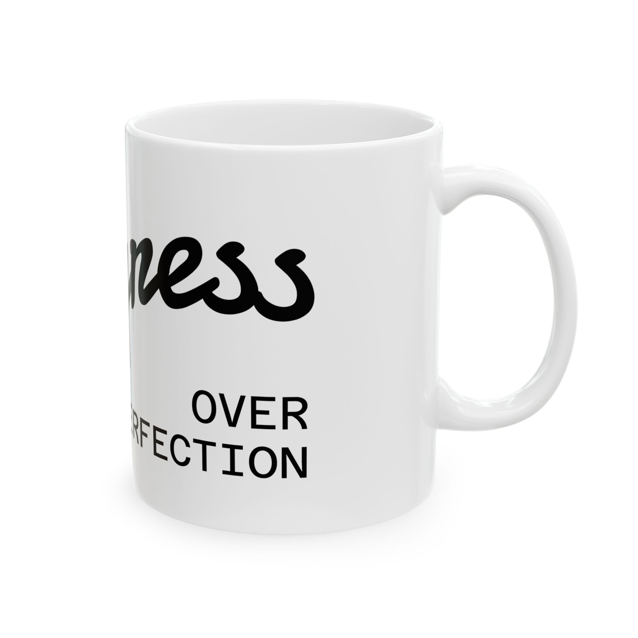 Motivational Mug — "Progress Over Perfection" Ceramic Coffee Cup (11oz & 15oz)